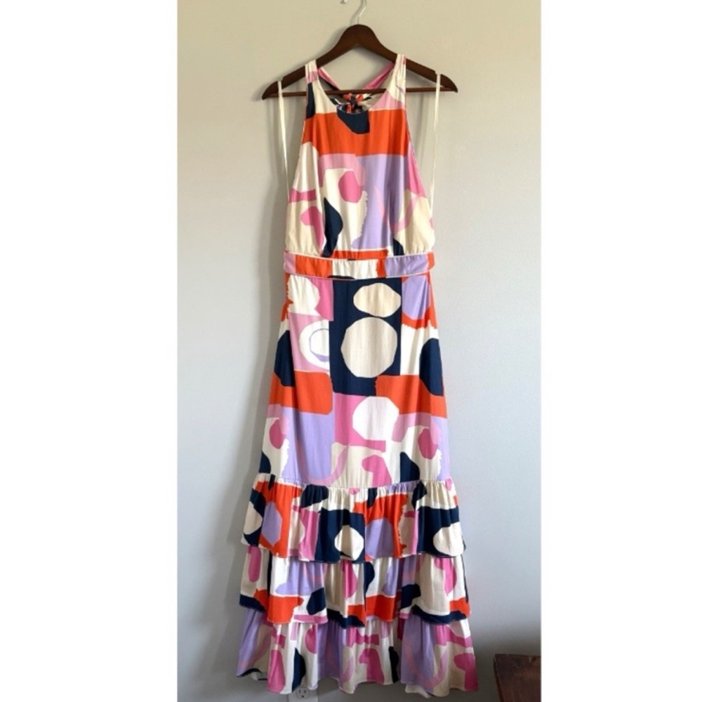 Gianni Bini Maxi Dress in Orange, Pink, Purple, Navy & Cream